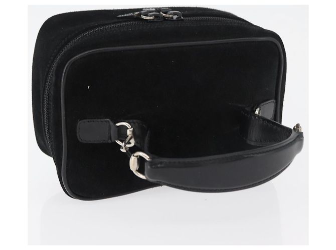 GUCCI Horsebit Vanity Tasche Wildleder Schwarz Silber 032 1705 0141 Auth bs34967 - Ansicht 6