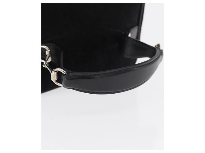 GUCCI Horsebit Vanity Tasche Wildleder Schwarz Silber 032 1705 0141 Auth bs34967 - Ansicht 7
