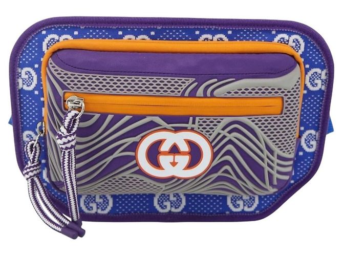 Borsa a tracolla GUCCI Nylon Viola Argento 752102 Auth ka4239A Porpora - vista 13
