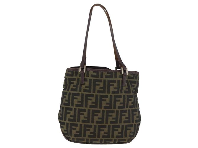 Borsa a Mano FENDI Zucca Canvas Nero Marrone Auth bs34584 - vista 2