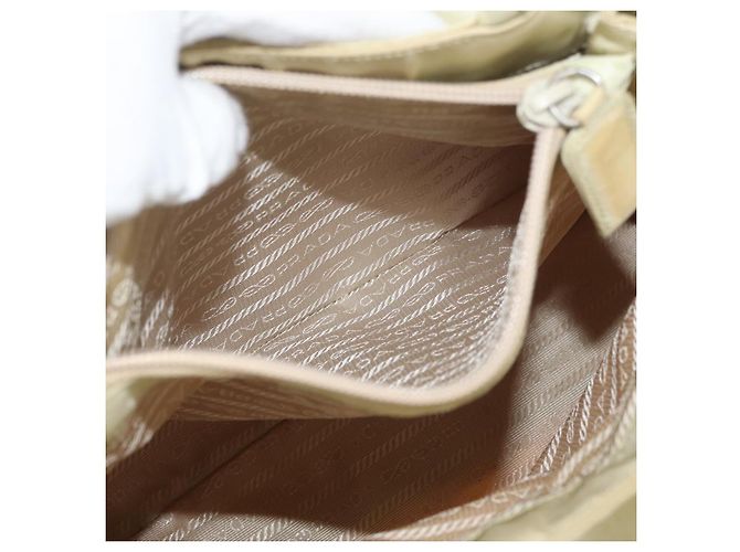PRADA Handtasche Nylon Beige Silber Auth bs34795 - Ansicht 29