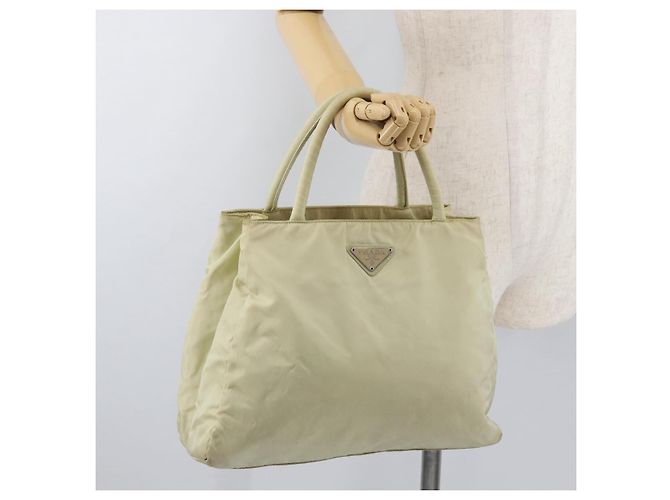 PRADA Handtasche Nylon Beige Silber Auth bs34795 - Ansicht 30