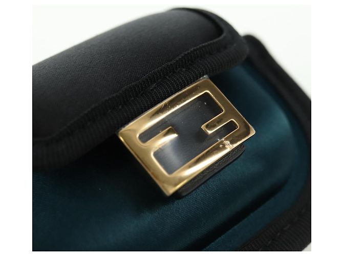 FENDI Picobucket Funda para AirPods Bolso de Cuello en Satén Negro Oro Auth 178091M Dorado - Ansicht 19