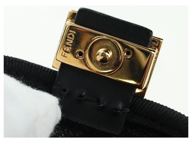 FENDI Picobucket Funda para AirPods Bolso de Cuello en Satén Negro Oro Auth 178091M Dorado - Ansicht 20
