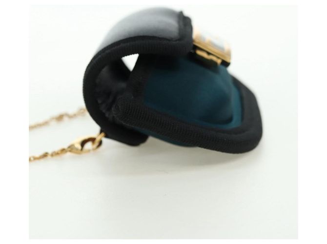 FENDI Picobucket Funda para AirPods Bolso de Cuello en Satén Negro Oro Auth 178091M Dorado - Ansicht 3