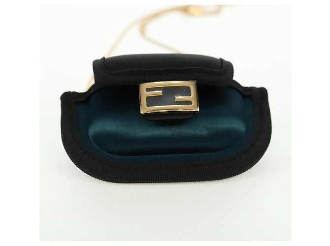 FENDI Picobucket Funda para AirPods Bolso de Cuello en Satén Negro Oro Auth 178091M Dorado - Ansicht 5