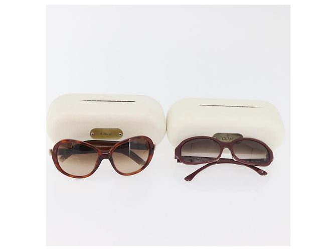 Chloé Gafas de sol Chloe de plástico 2 Set Brown Bordeaux Auth BA12498 Castaño Burdeos - vista 18