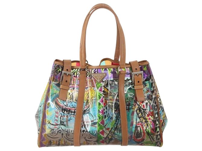 PRADA Handtasche aus Vinyl Multicolour Silber Auth YKZ1299A Mehrfarben - Ansicht 13