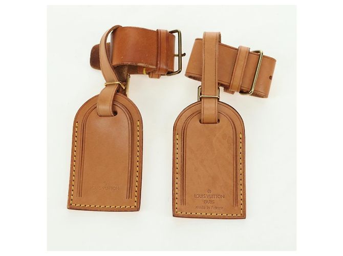 LOUIS VUITTON Powanie Name Tag Leather 10set Beige LV Auth 167221 - vista 10