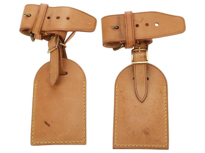 LOUIS VUITTON Powanie Name Tag Leather 10set Beige LV Auth 167221 - vista 3