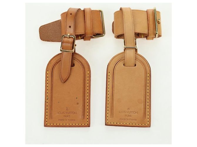LOUIS VUITTON Powanie Name Tag Leather 10set Beige LV Auth 167221 - vista 4