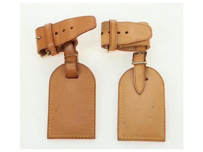 LOUIS VUITTON Powanie Name Tag Leather 10set Beige LV Auth 167221 - vista 5