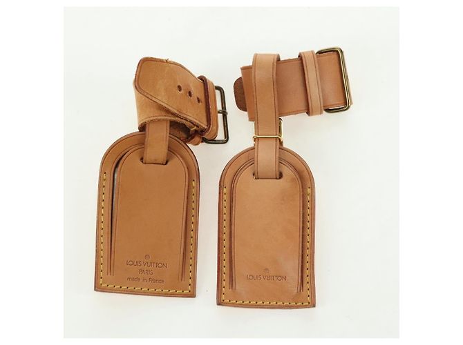 LOUIS VUITTON Powanie Name Tag Leather 10set Beige LV Auth 167221 - vista 6