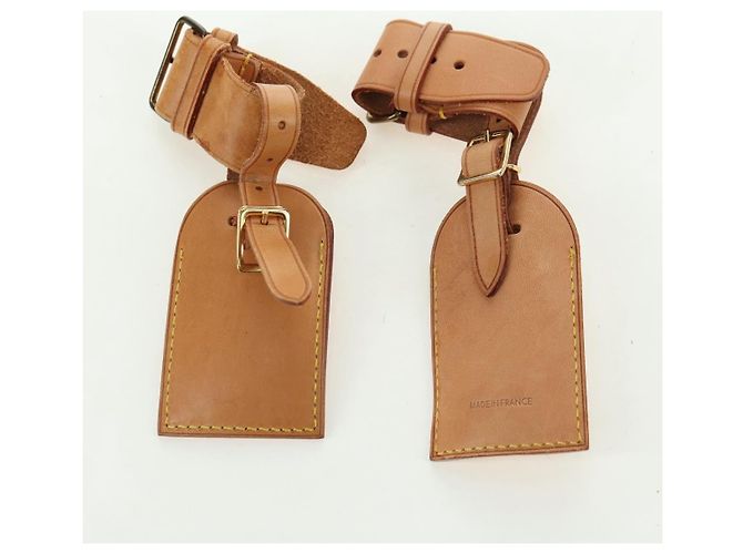 LOUIS VUITTON Powanie Name Tag Leather 10set Beige LV Auth 167221 - vista 7