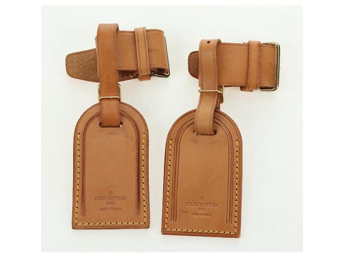 LOUIS VUITTON Powanie Name Tag Leather 10set Beige LV Auth 167221 - vista 8