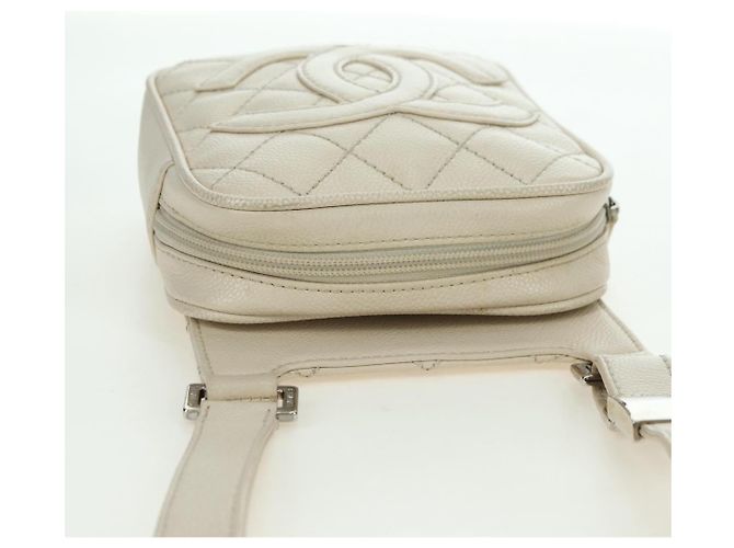 CHANEL Matelasse Shoulder Bag Caviar Skin Ivory Gold CC Auth BA12379V D'oro Crudo - vista 14
