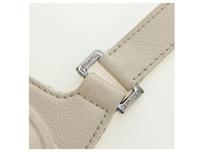 CHANEL Matelasse Shoulder Bag Caviar Skin Ivory Gold CC Auth BA12379V D'oro Crudo - vista 15
