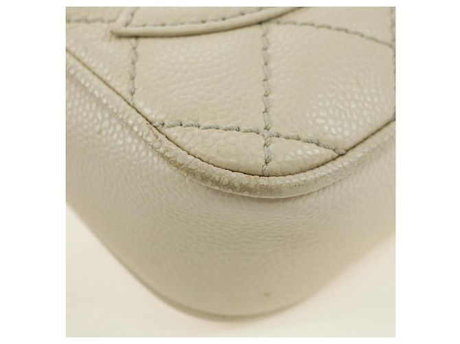 CHANEL Matelasse Shoulder Bag Caviar Skin Ivory Gold CC Auth BA12379V D'oro Crudo - vista 17