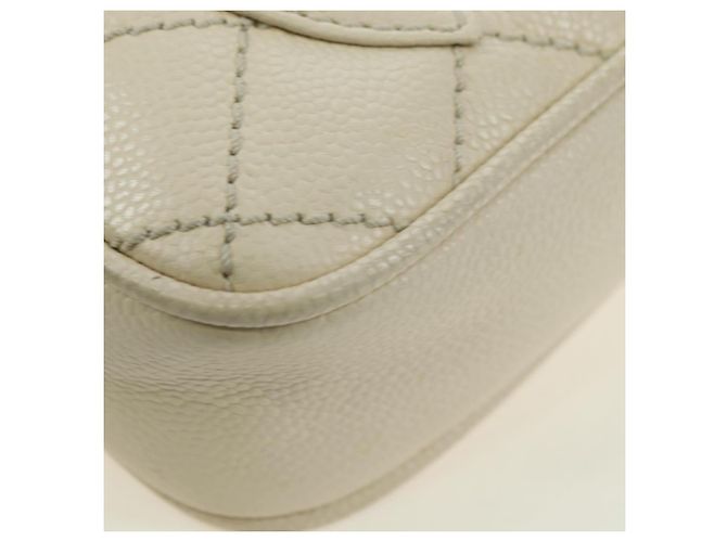 CHANEL Matelasse Shoulder Bag Caviar Skin Ivory Gold CC Auth BA12379V D'oro Crudo - vista 18