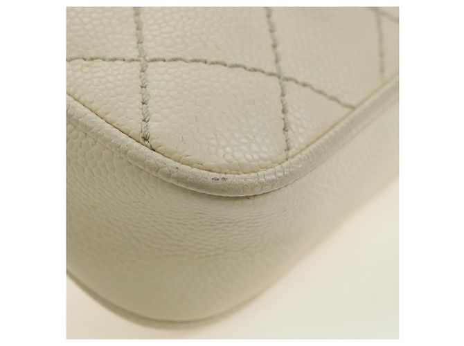 CHANEL Matelasse Shoulder Bag Caviar Skin Ivory Gold CC Auth BA12379V D'oro Crudo - vista 19