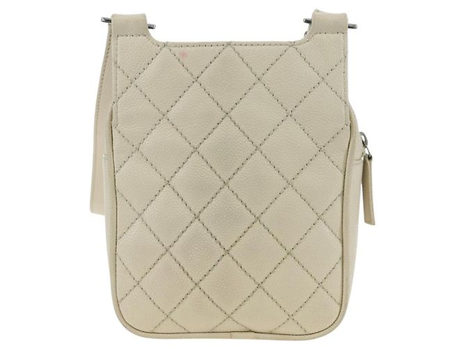 CHANEL Matelasse Shoulder Bag Caviar Skin Ivory Gold CC Auth BA12379V D'oro Crudo - vista 2