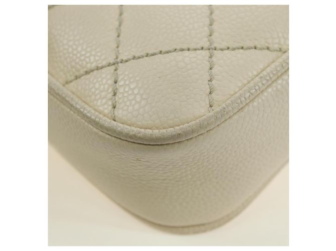 CHANEL Matelasse Shoulder Bag Caviar Skin Ivory Gold CC Auth BA12379V D'oro Crudo - vista 20