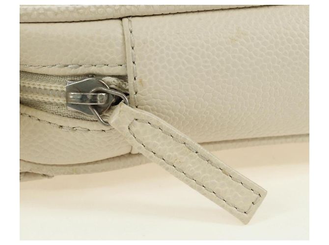 CHANEL Matelasse Shoulder Bag Caviar Skin Ivory Gold CC Auth BA12379V D'oro Crudo - vista 21