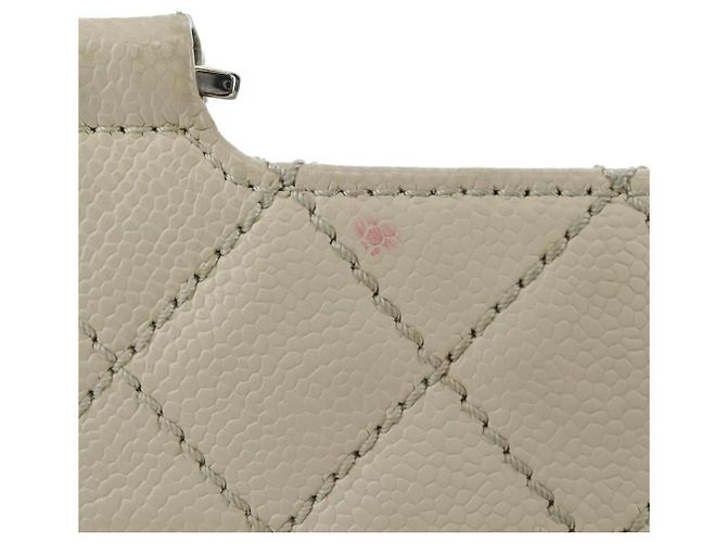 CHANEL Matelasse Shoulder Bag Caviar Skin Ivory Gold CC Auth BA12379V D'oro Crudo - vista 3