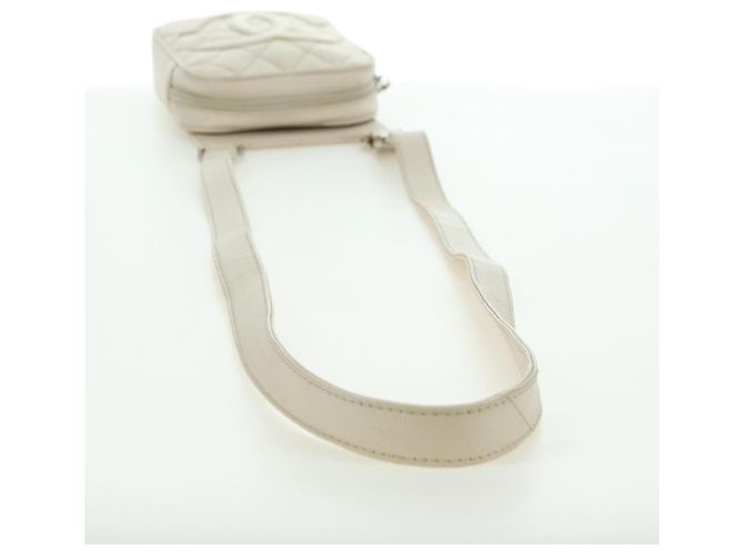 CHANEL Matelasse Shoulder Bag Caviar Skin Ivory Gold CC Auth BA12379V D'oro Crudo - vista 7