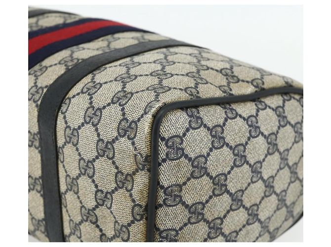 Borsa GUCCI GG Supreme Sherry Line PVC Blu Navy Oro 39 02 007 Auth 177794 D'oro - vista 10