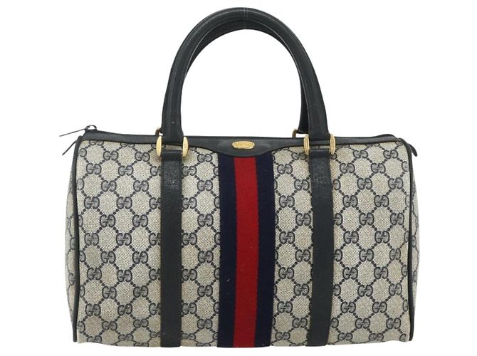 Borsa GUCCI GG Supreme Sherry Line PVC Blu Navy Oro 39 02 007 Auth 177794 D'oro - vista 2
