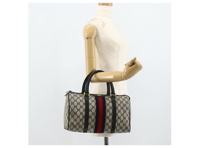 Borsa GUCCI GG Supreme Sherry Line PVC Blu Navy Oro 39 02 007 Auth 177794 D'oro - vista 22