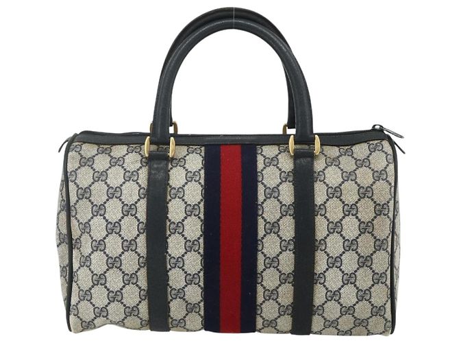 Borsa GUCCI GG Supreme Sherry Line PVC Blu Navy Oro 39 02 007 Auth 177794 D'oro - vista 3