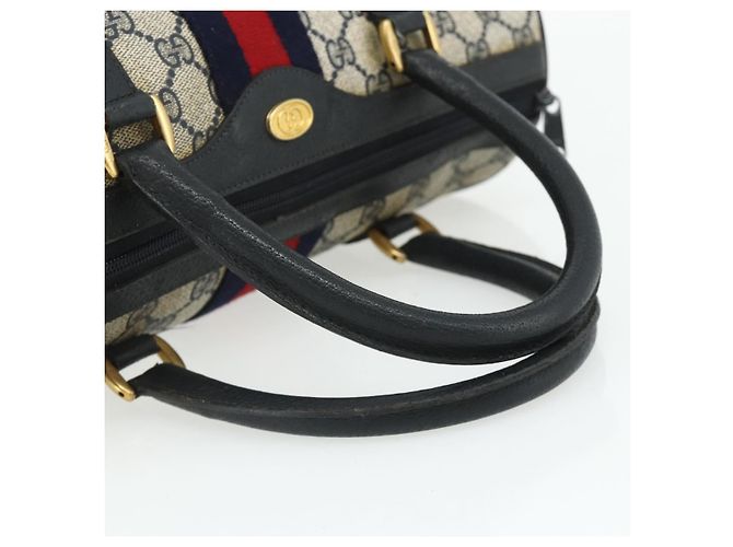 Borsa GUCCI GG Supreme Sherry Line PVC Blu Navy Oro 39 02 007 Auth 177794 D'oro - vista 7