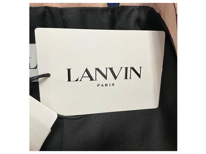 Lanvin Red / Blue Multi Scallop Print Silk Satin Jacket Multiple colors - view 5