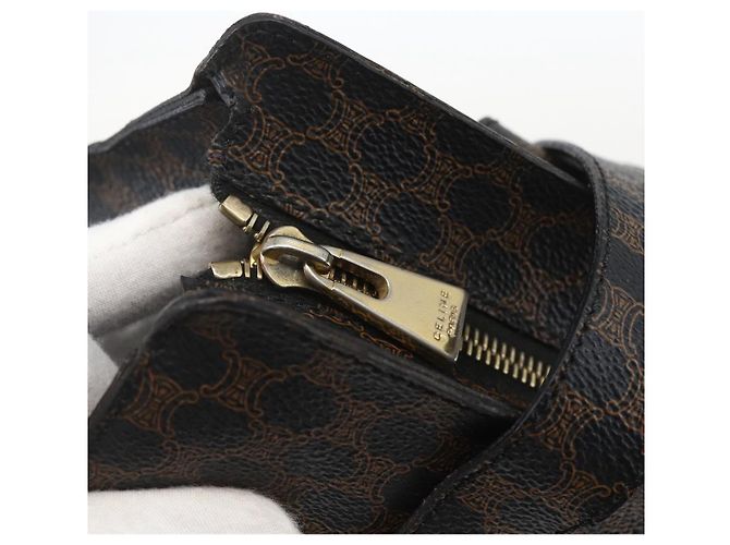 Céline Borsa Tote CELINE Macadam Canvas PVC Pelle Nero Oro Auth ka1178A D'oro - vista 10