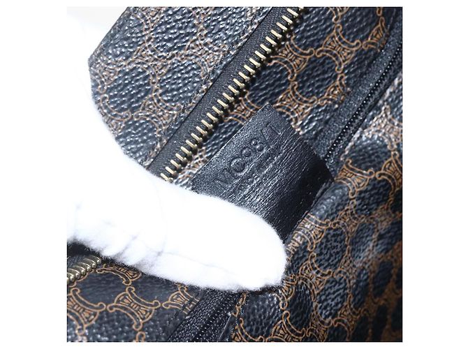 Céline Borsa Tote CELINE Macadam Canvas PVC Pelle Nero Oro Auth ka1178A D'oro - vista 12