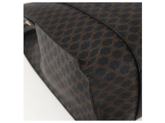 Céline Borsa Tote CELINE Macadam Canvas PVC Pelle Nero Oro Auth ka1178A D'oro - vista 17