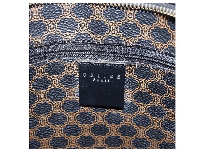 Céline Borsa Tote CELINE Macadam Canvas PVC Pelle Nero Oro Auth ka1178A D'oro - vista 19
