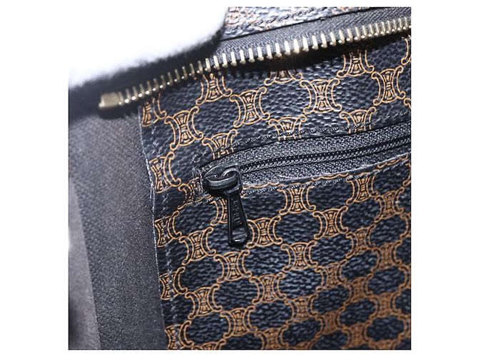 Céline Borsa Tote CELINE Macadam Canvas PVC Pelle Nero Oro Auth ka1178A D'oro - vista 20
