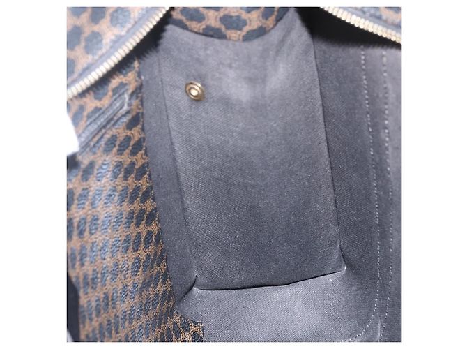 Céline Borsa Tote CELINE Macadam Canvas PVC Pelle Nero Oro Auth ka1178A D'oro - vista 22