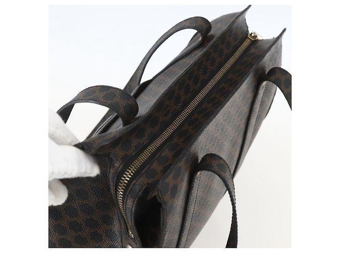 Céline Borsa Tote CELINE Macadam Canvas PVC Pelle Nero Oro Auth ka1178A D'oro - vista 6