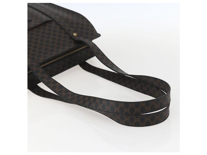Céline Borsa Tote CELINE Macadam Canvas PVC Pelle Nero Oro Auth ka1178A D'oro - vista 7
