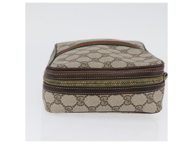 Clutch GUCCI GG Supreme Web Sherry Line PVC Beige Red Green Auth ka3285 Rosso Verde - vista 5