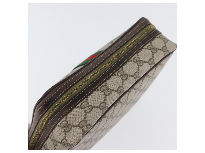 Clutch GUCCI GG Supreme Web Sherry Line PVC Beige Red Green Auth ka3285 Rosso Verde - vista 6