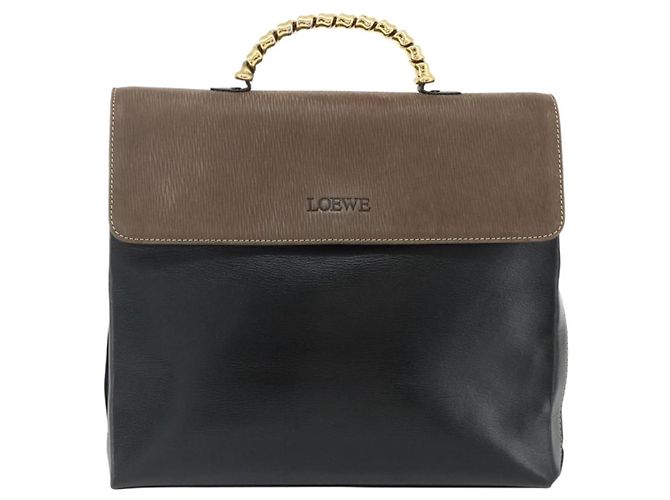 Borsa LOEWE Velazquez in pelle nera e oro Auth 178120A Nero D'oro - vista 13