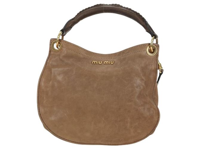 Borsa a Spalla Miu Miu in Pelle Marrone Oro Auth 177730A D'oro - vista 2