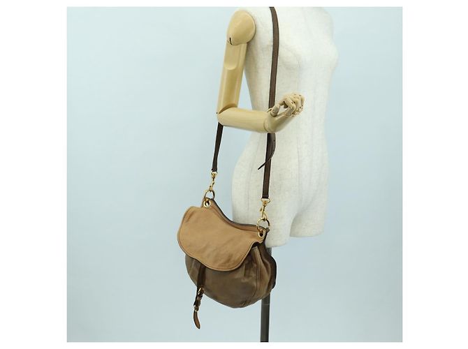 Borsa a Spalla Miu Miu in Pelle Marrone Oro Auth 177730A D'oro - vista 27