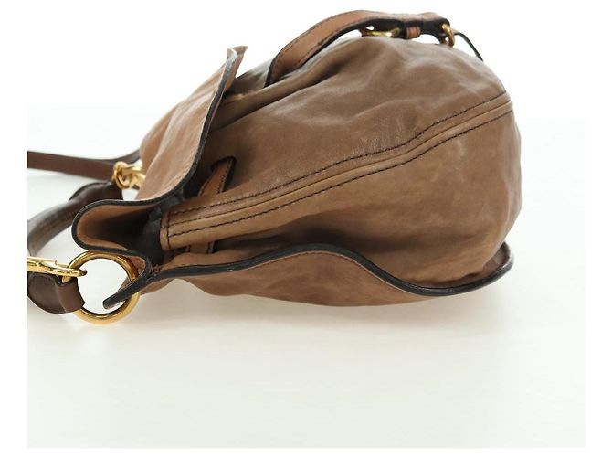 Borsa a Spalla Miu Miu in Pelle Marrone Oro Auth 177730A D'oro - vista 3
