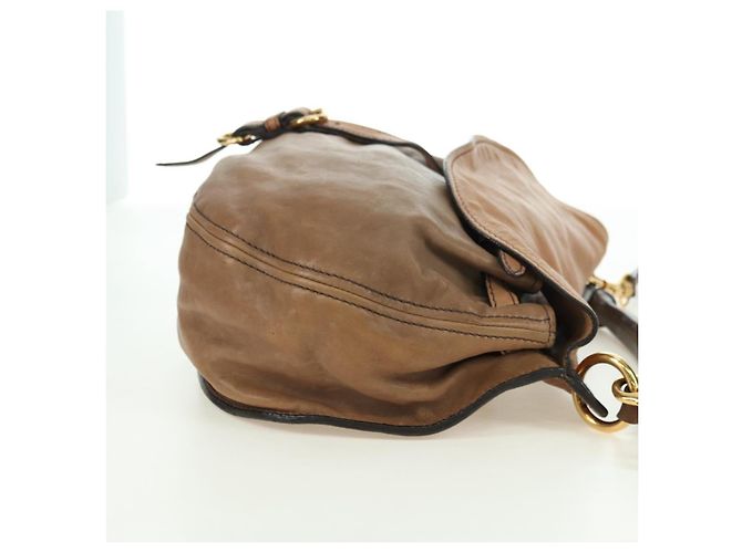 Borsa a Spalla Miu Miu in Pelle Marrone Oro Auth 177730A D'oro - vista 4